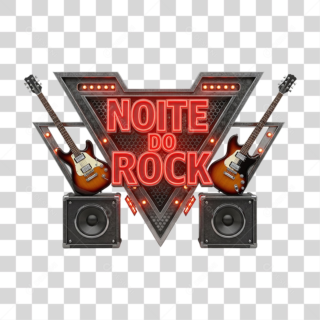 Selo 3D Noite do Rock PNG Transparente