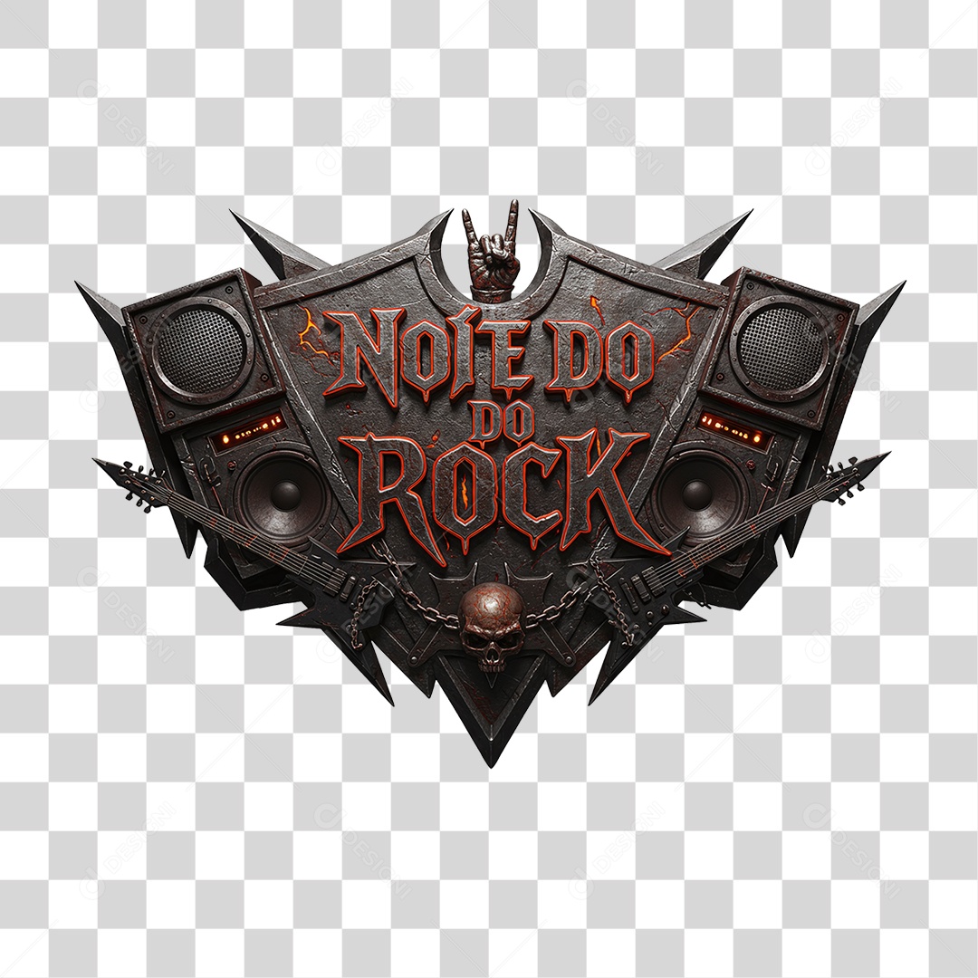 Selo 3D Noite do Rock PNG Transparente