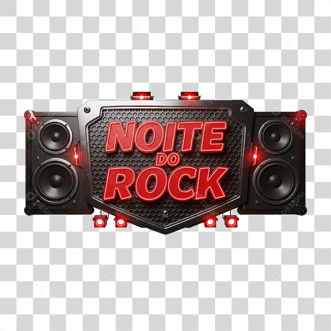 Selo 3D Noite do Rock PNG Transparente