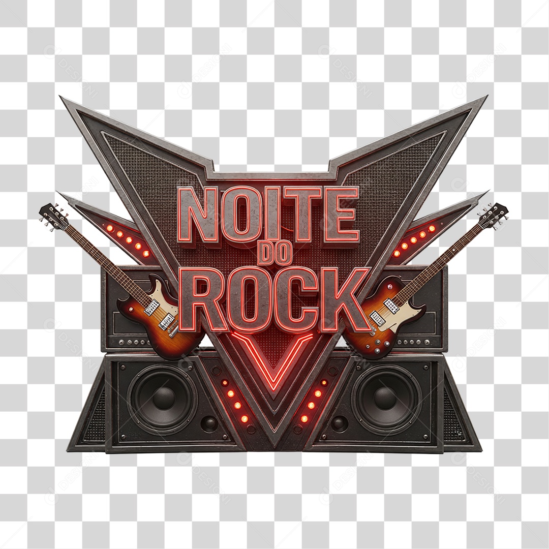 Selo 3D Noite do Rock PNG Transparente