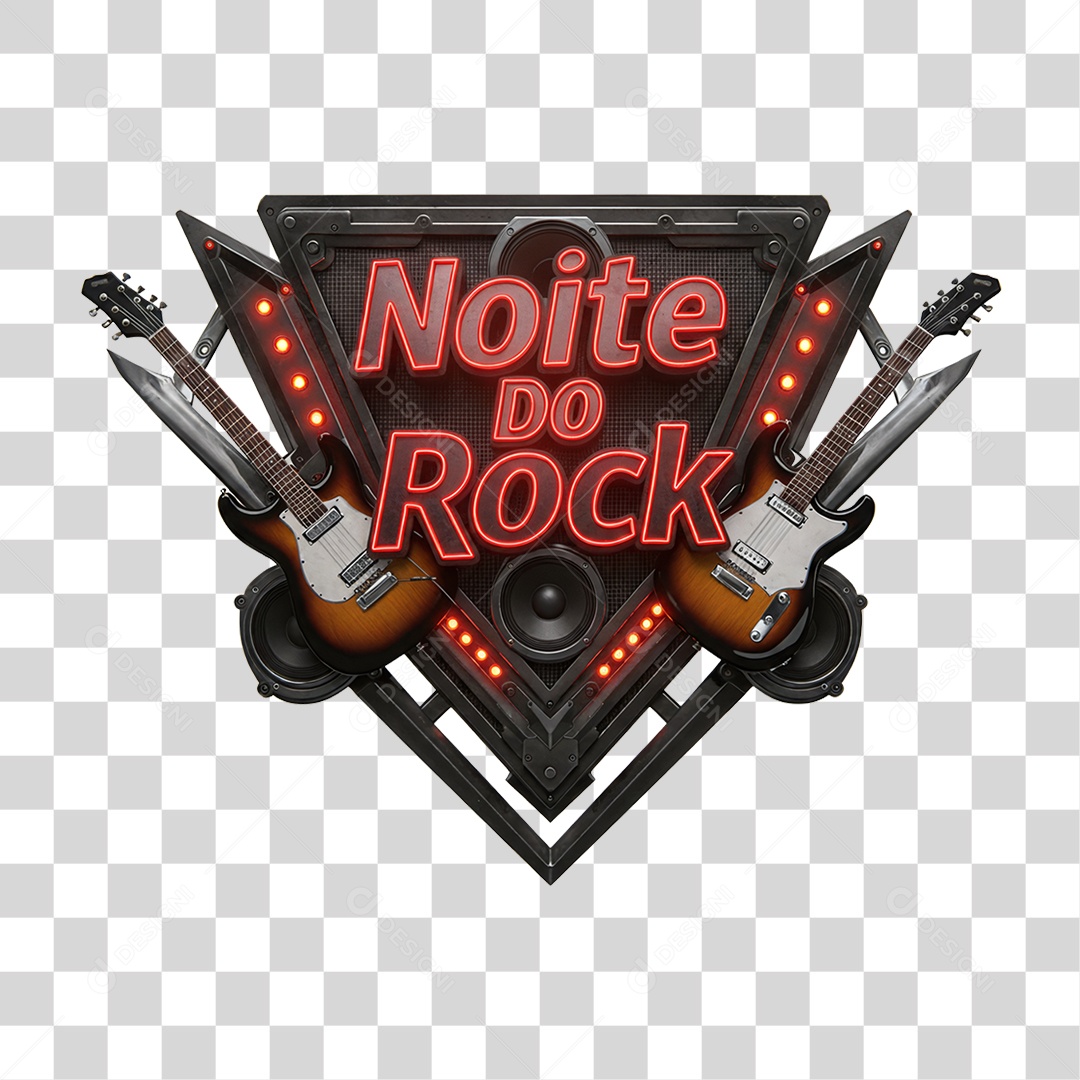 Selo 3D Noite do Rock PNG Transparente