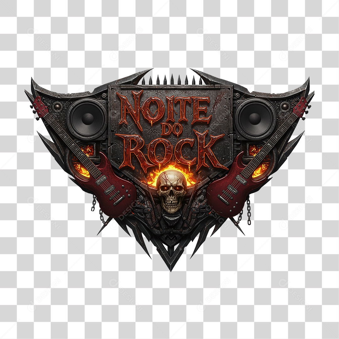 Selo 3D Noite do Rock PNG Transparente
