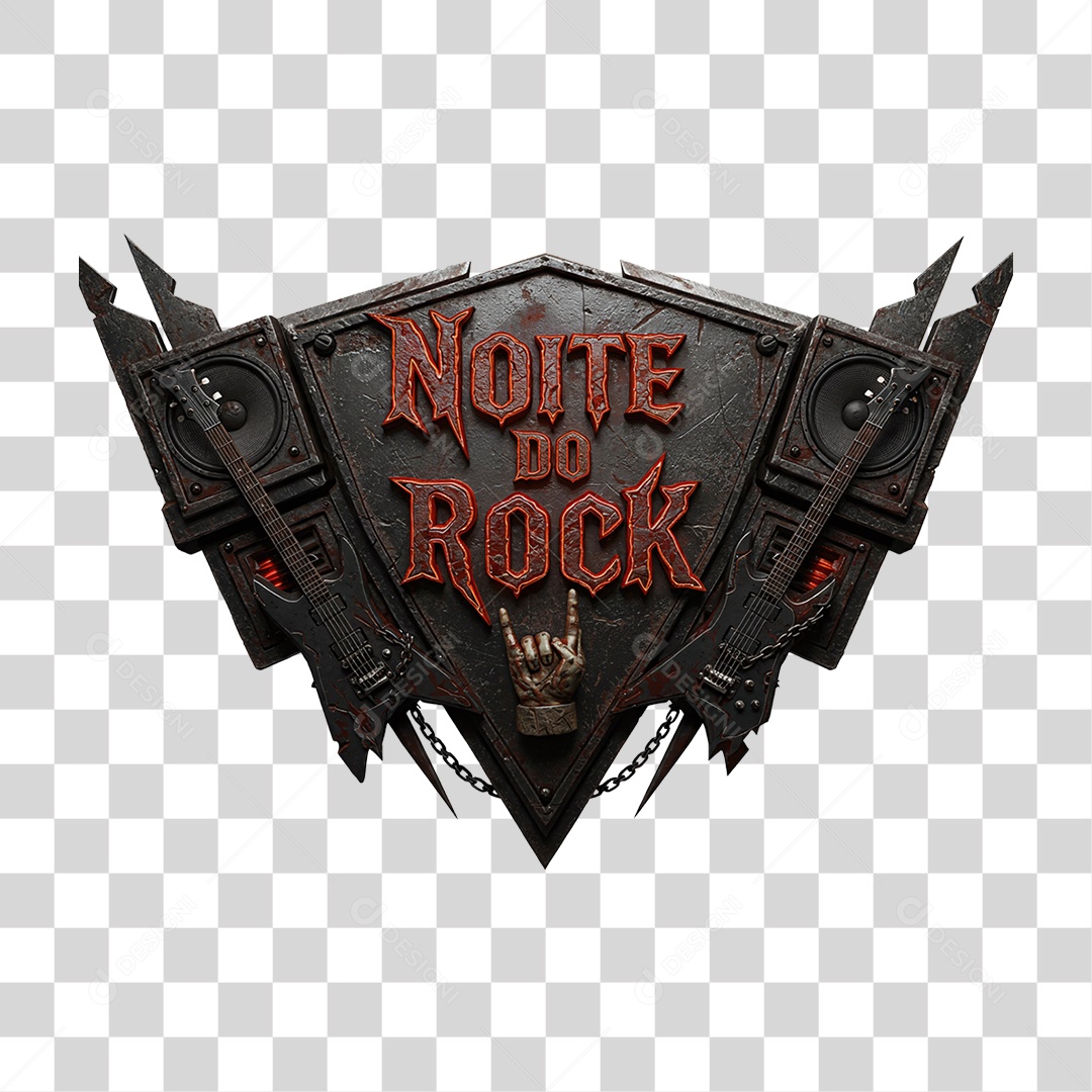 Selo 3D Noite do Rock PNG Transparente