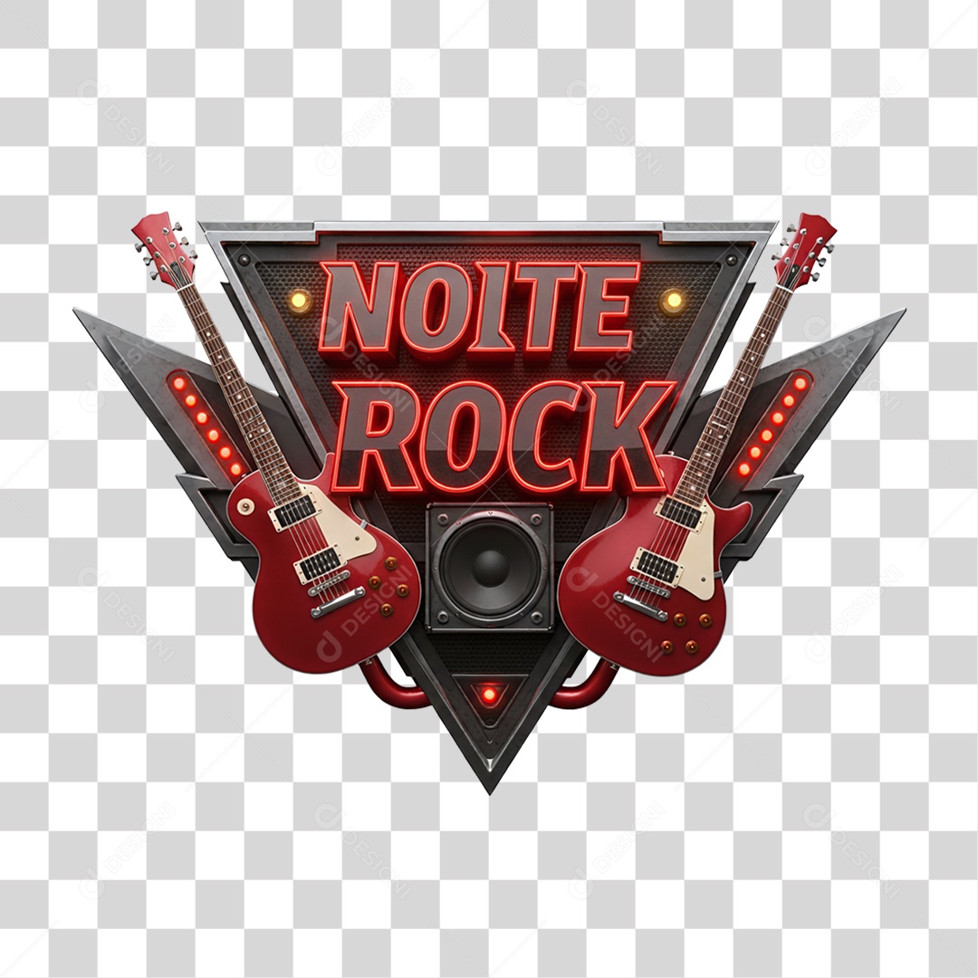 Selo 3D Noite do Rock PNG Transparente