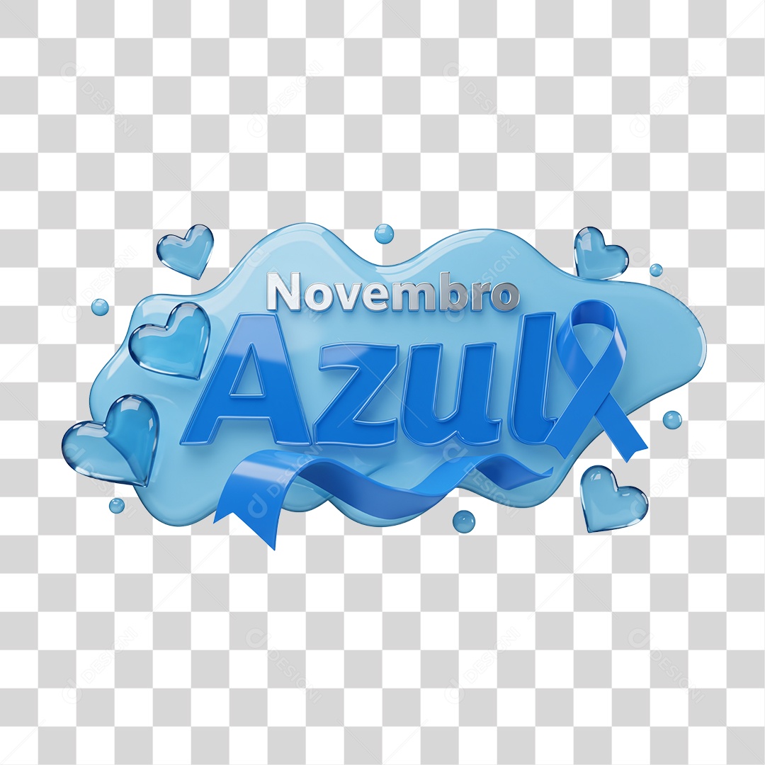 Selo 3D Novembro Azul PNG Transparente