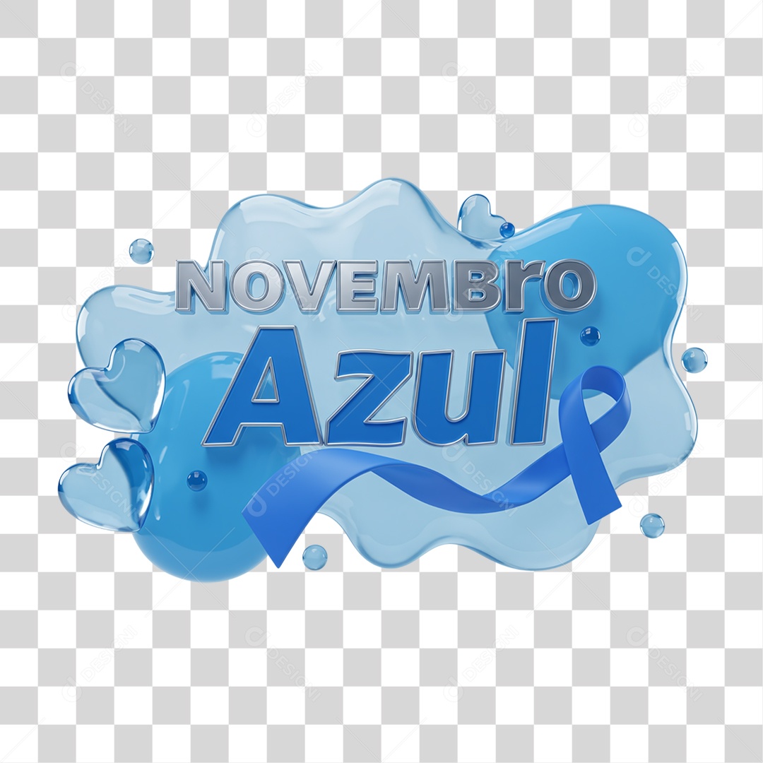 Selo 3D Novembro Azul PNG Transparente