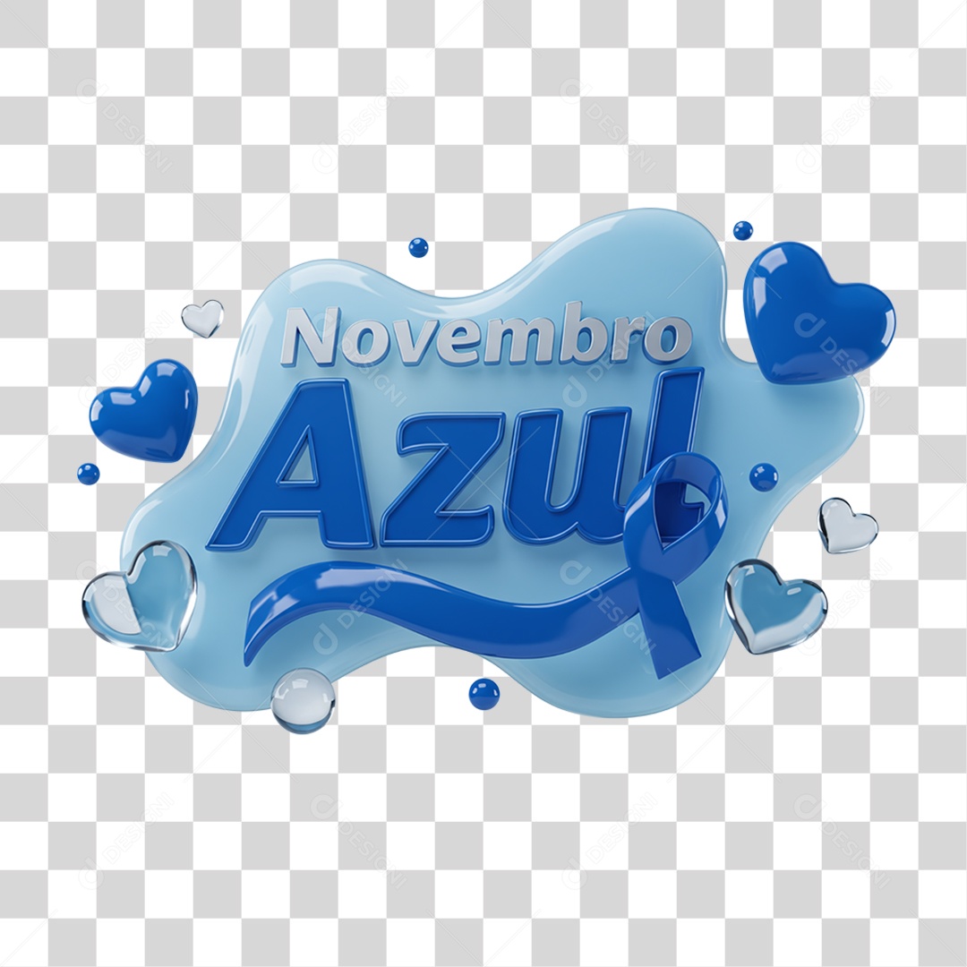 Selo 3D Novembro Azul PNG Transparente