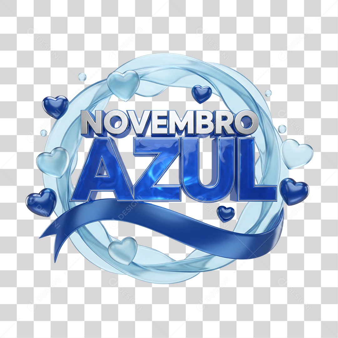 Selo 3D Novembro Azul PNG Transparente