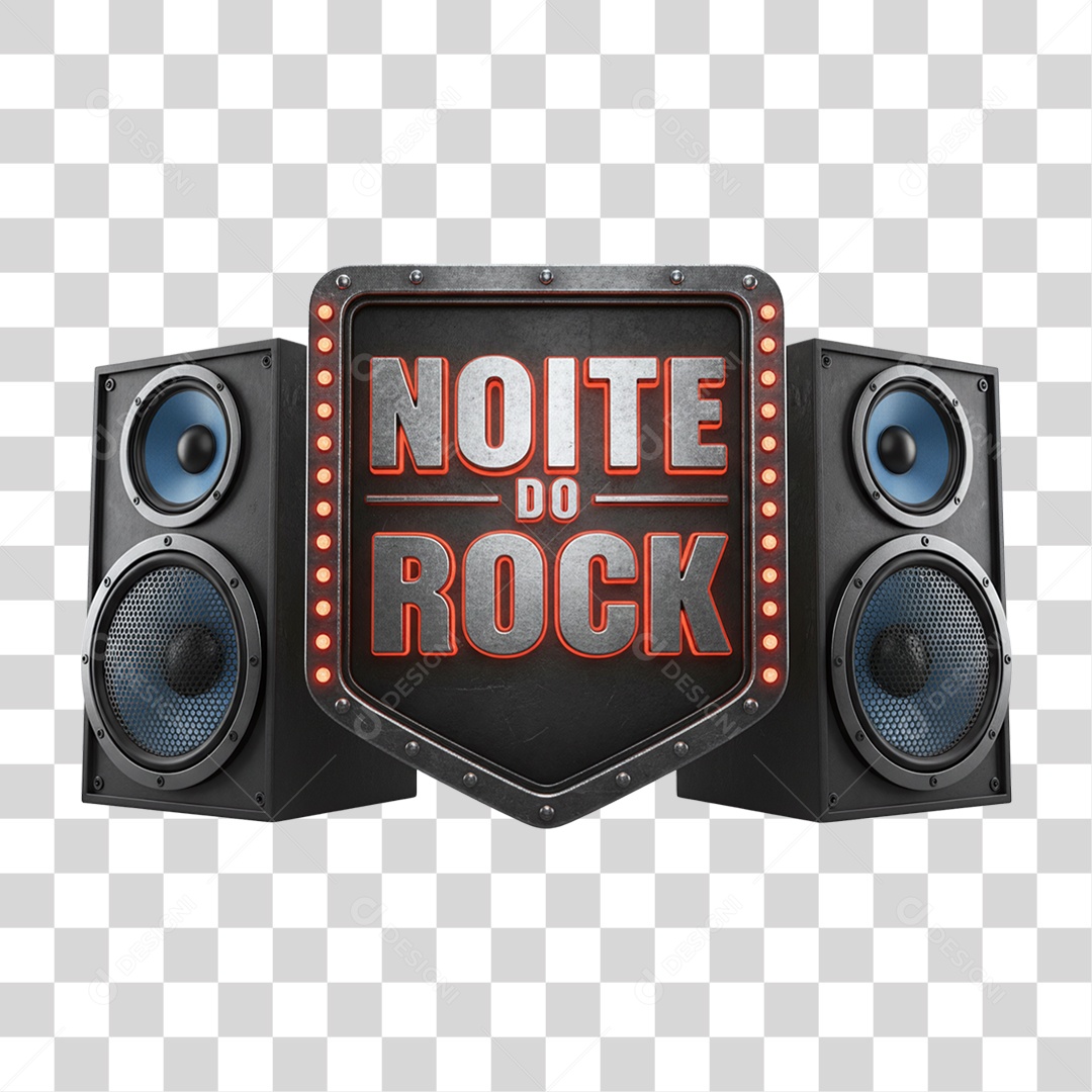 Selo 3D Noite do Rock PNG Transparente