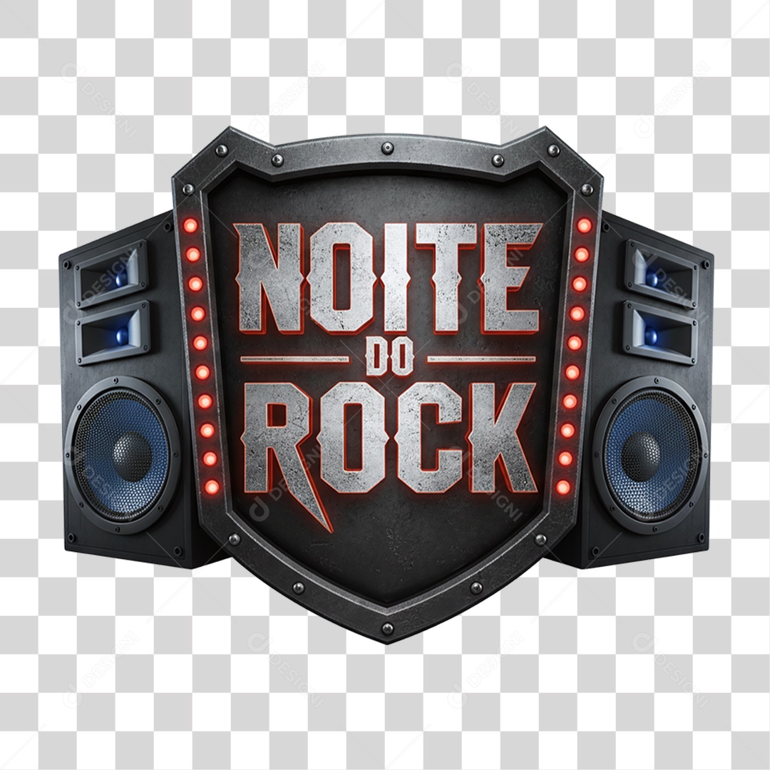 Selo 3D Noite do Rock PNG Transparente