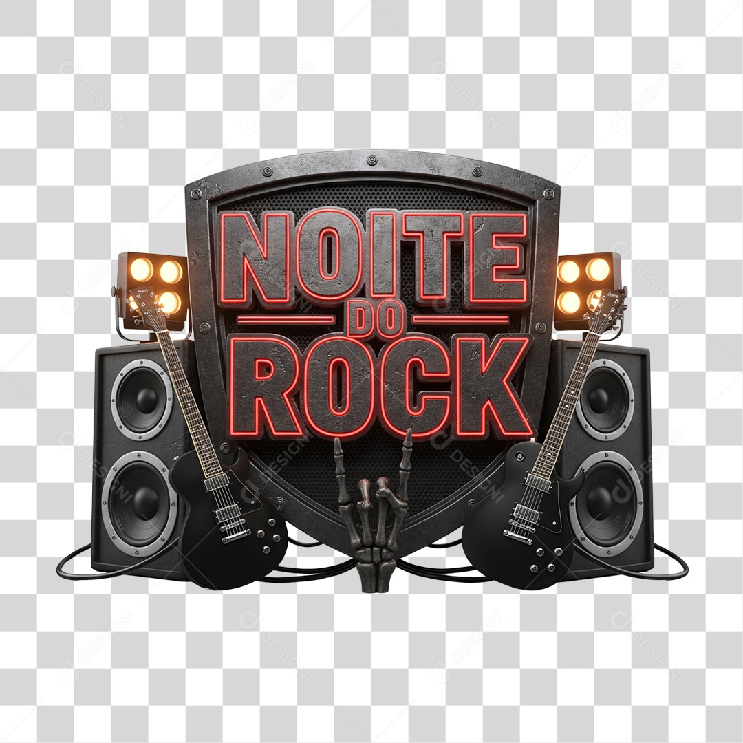 Selo 3D Noite do Rock PNG Transparente