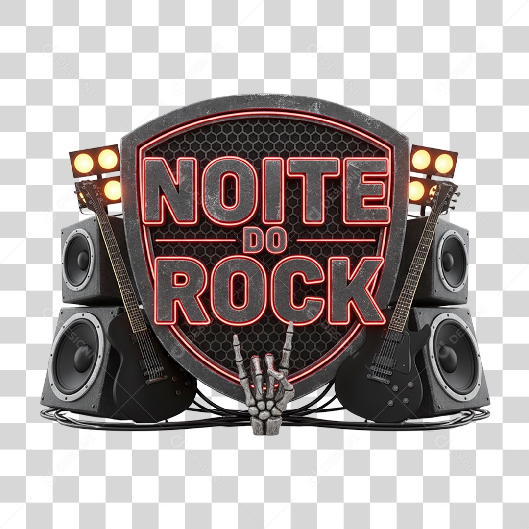 Selo 3D Noite do Rock PNG Transparente