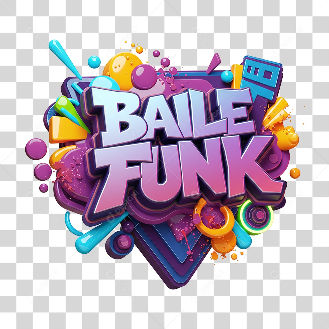 Selo 3D Baile Funk PNG Transparente