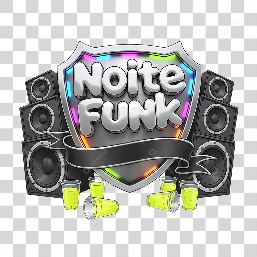 Selo 3D Noite Funk PNG Transparente