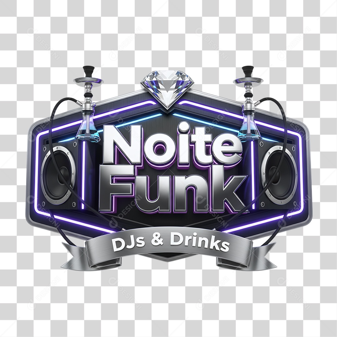 Selo 3D Noite Funk DJs e Drinks PNG Transparente