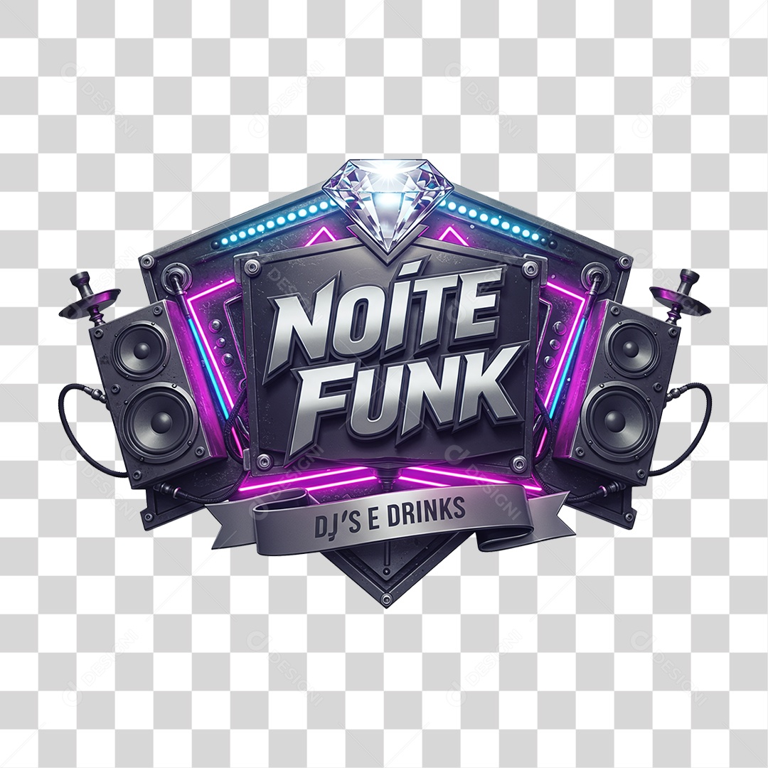 Selo 3D Noite Funk DJs e Drinks PNG Transparente