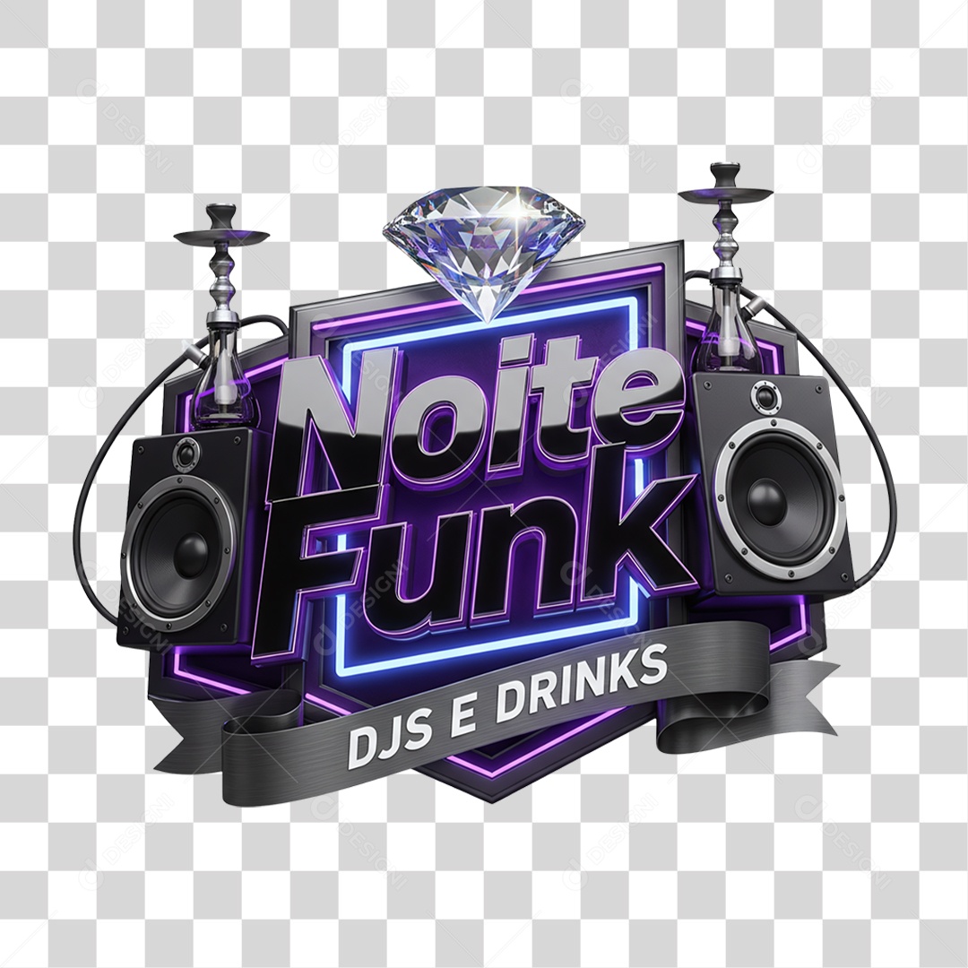 Selo 3D Noite Funk DJs e Drinks PNG Transparente