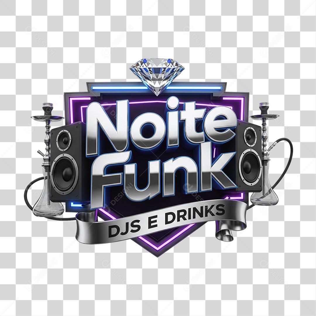 Selo 3D Noite Funk DJs e Drinks PNG Transparente
