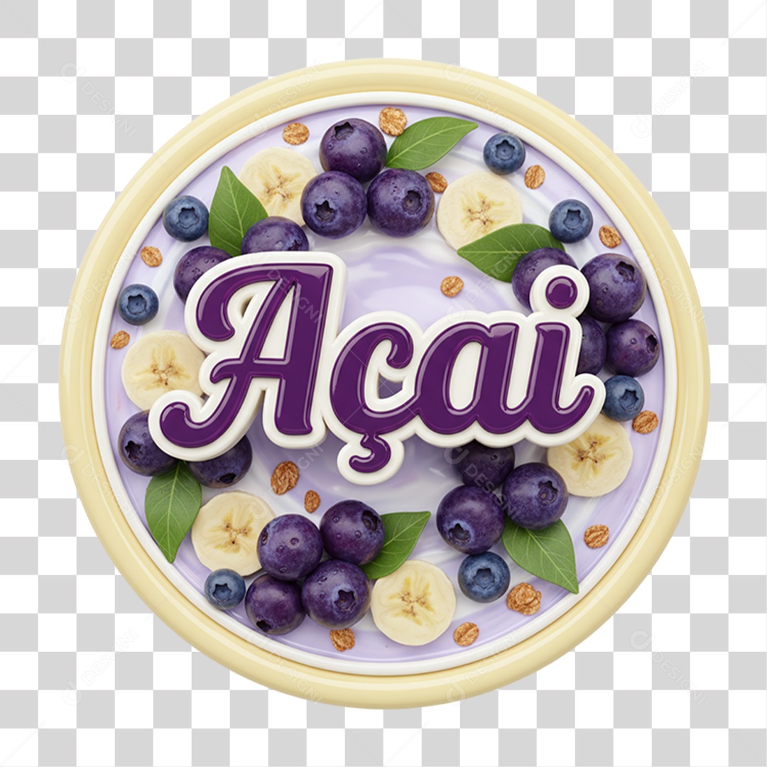 Selo 3D Açaí PNG Transparente