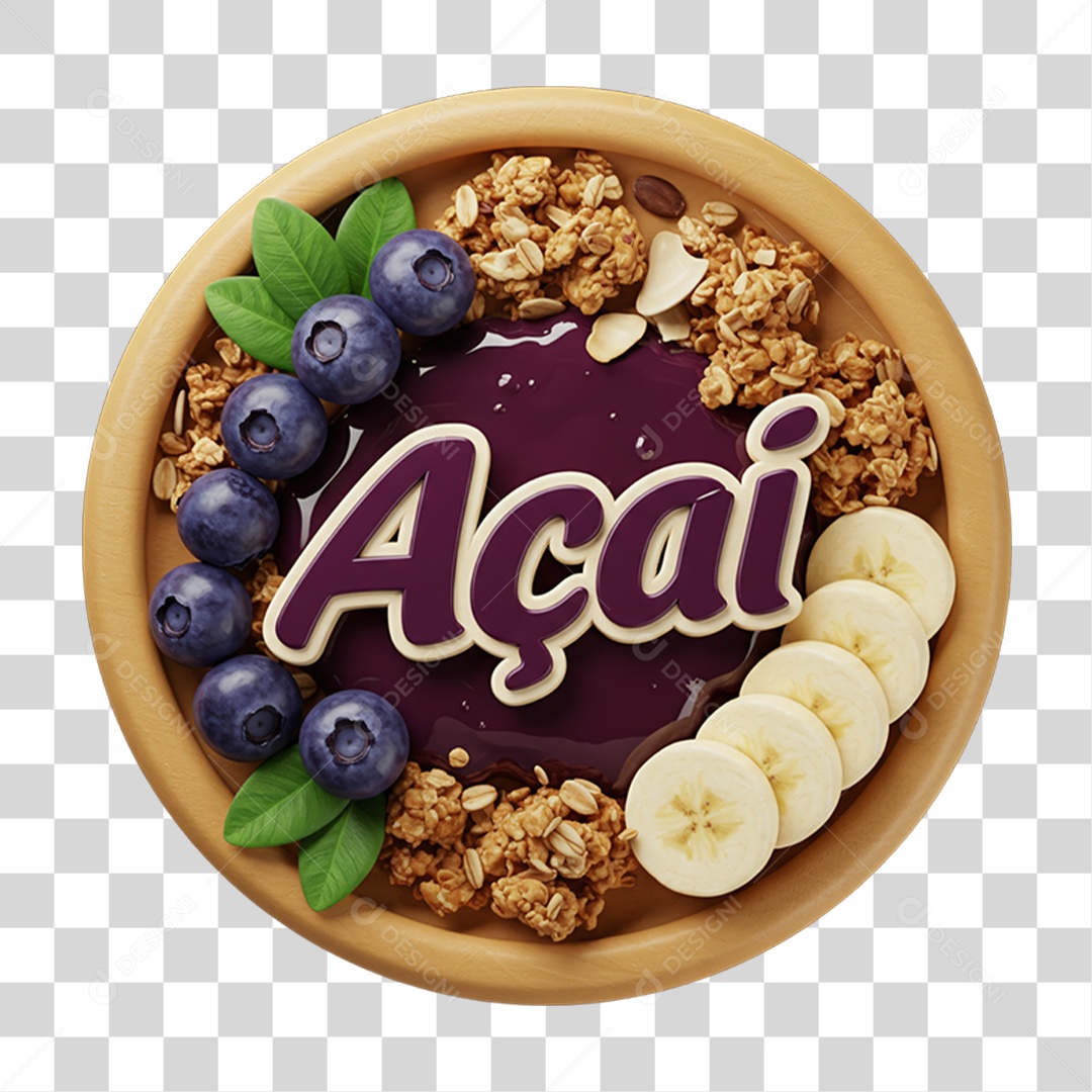Selo 3D Açaí PNG Transparente