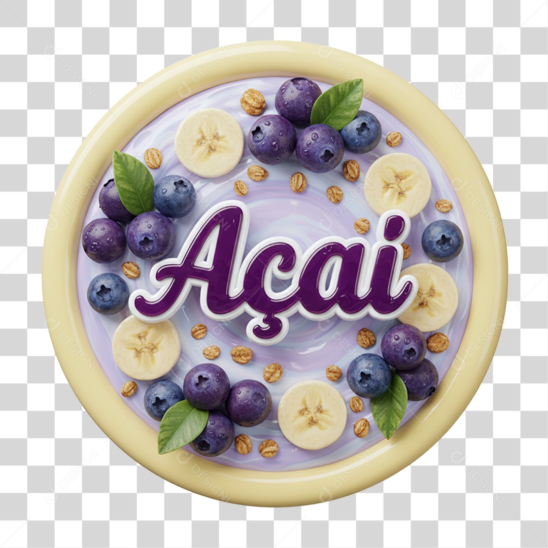 Selo 3D Açaí PNG Transparente