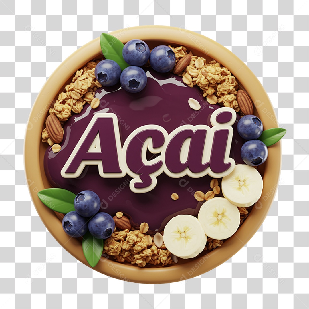 Selo 3D Açaí PNG Transparente
