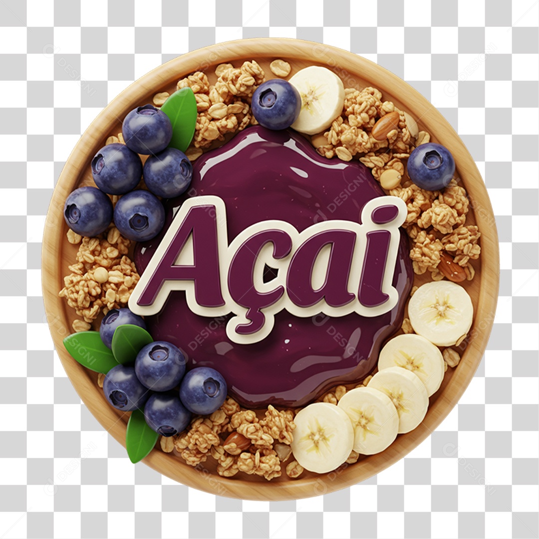Selo 3D Açaí PNG Transparente