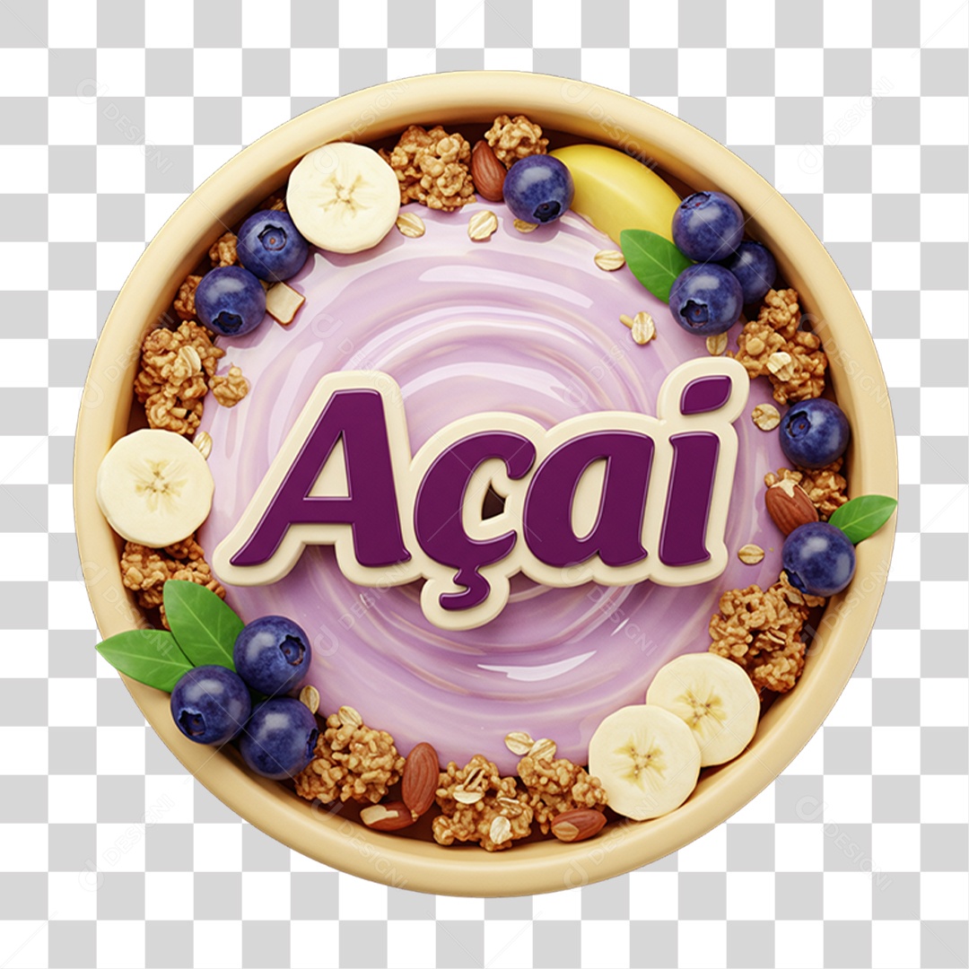Selo 3D Açaí PNG Transparente