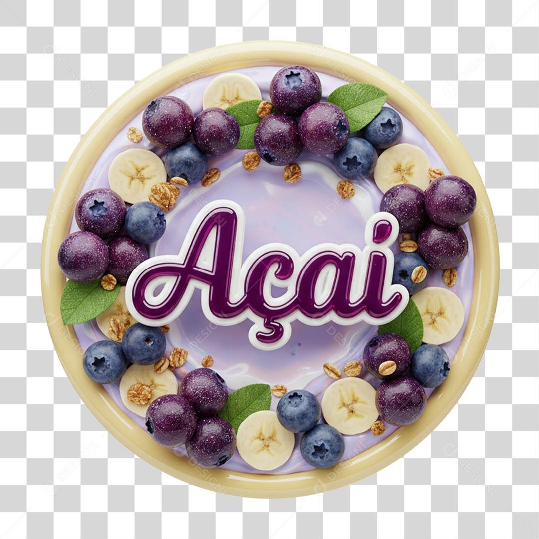 Selo 3D Açaí PNG Transparente