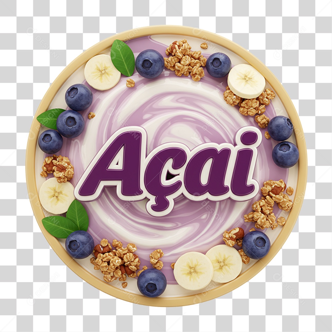 Selo 3D Açaí PNG Transparente