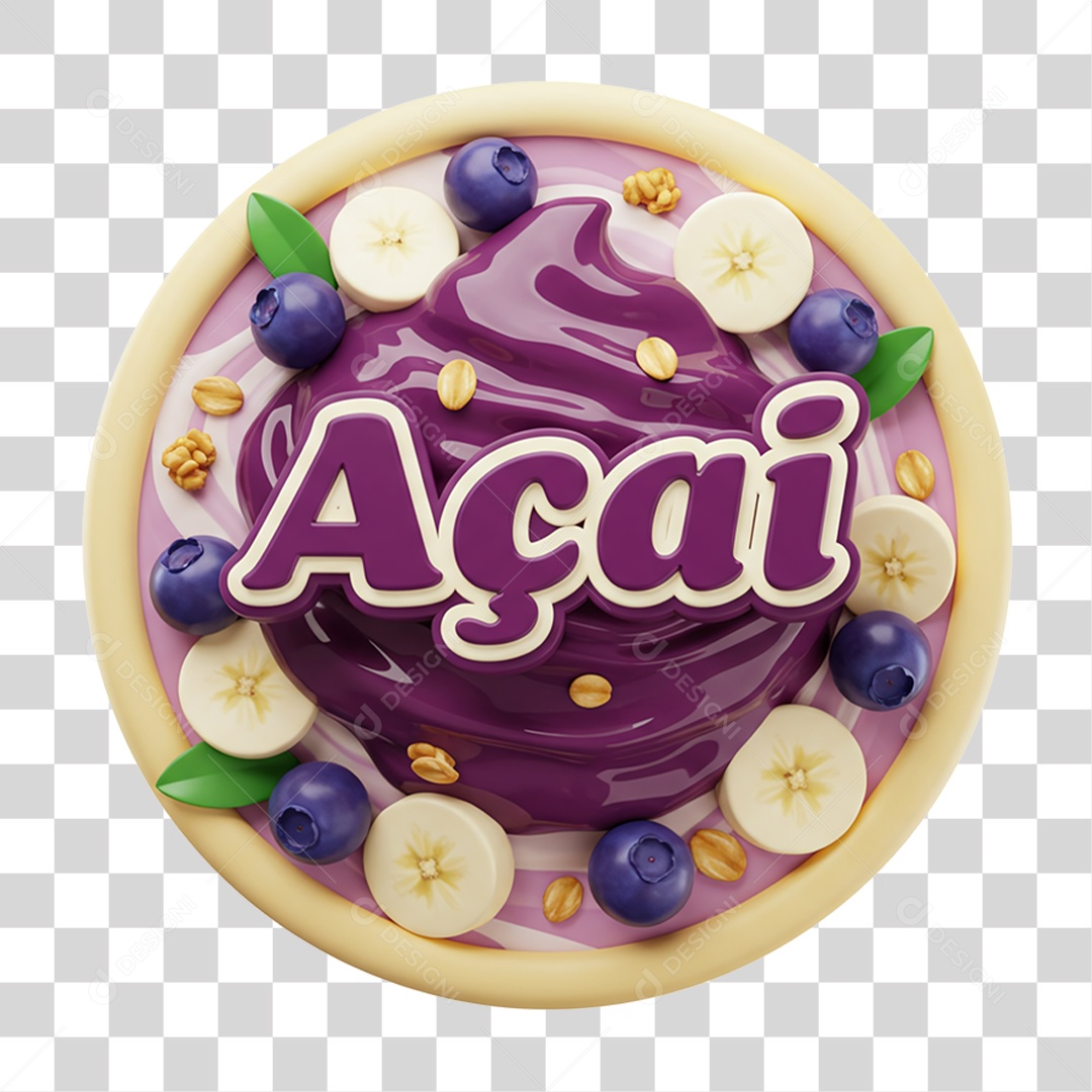 Selo 3D Açaí PNG Transparente