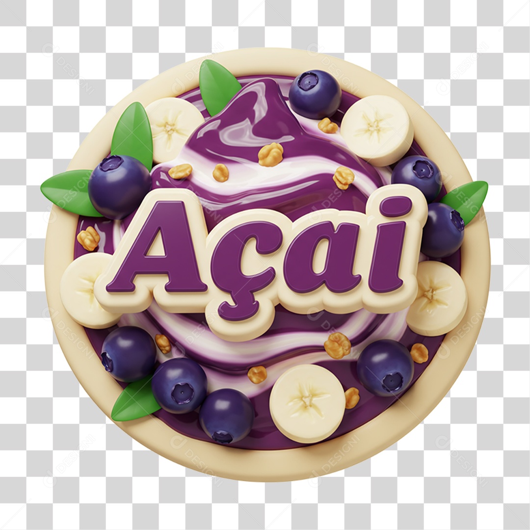 Selo 3D Açaí PNG Transparente