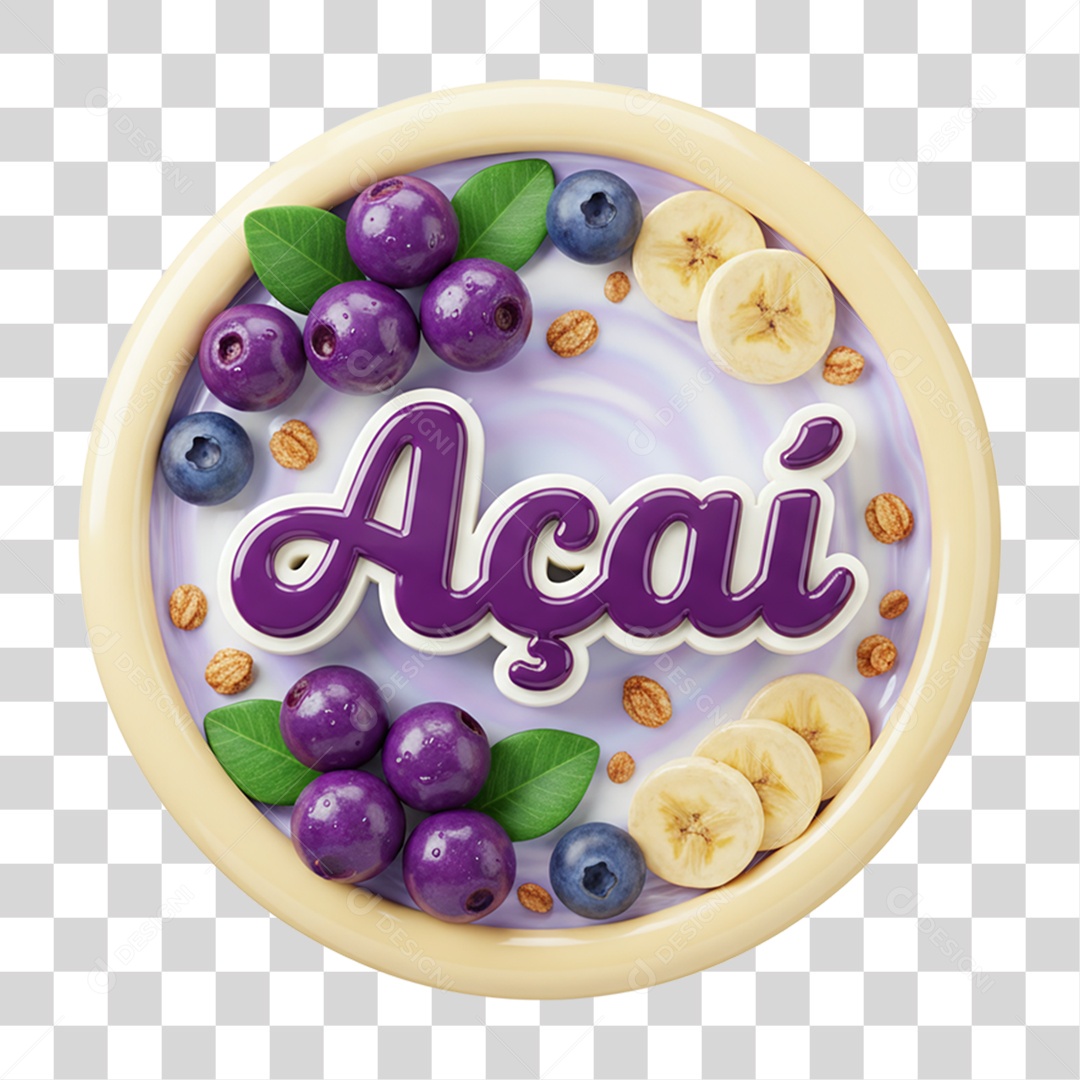 Selo 3D Açaí PNG Transparente