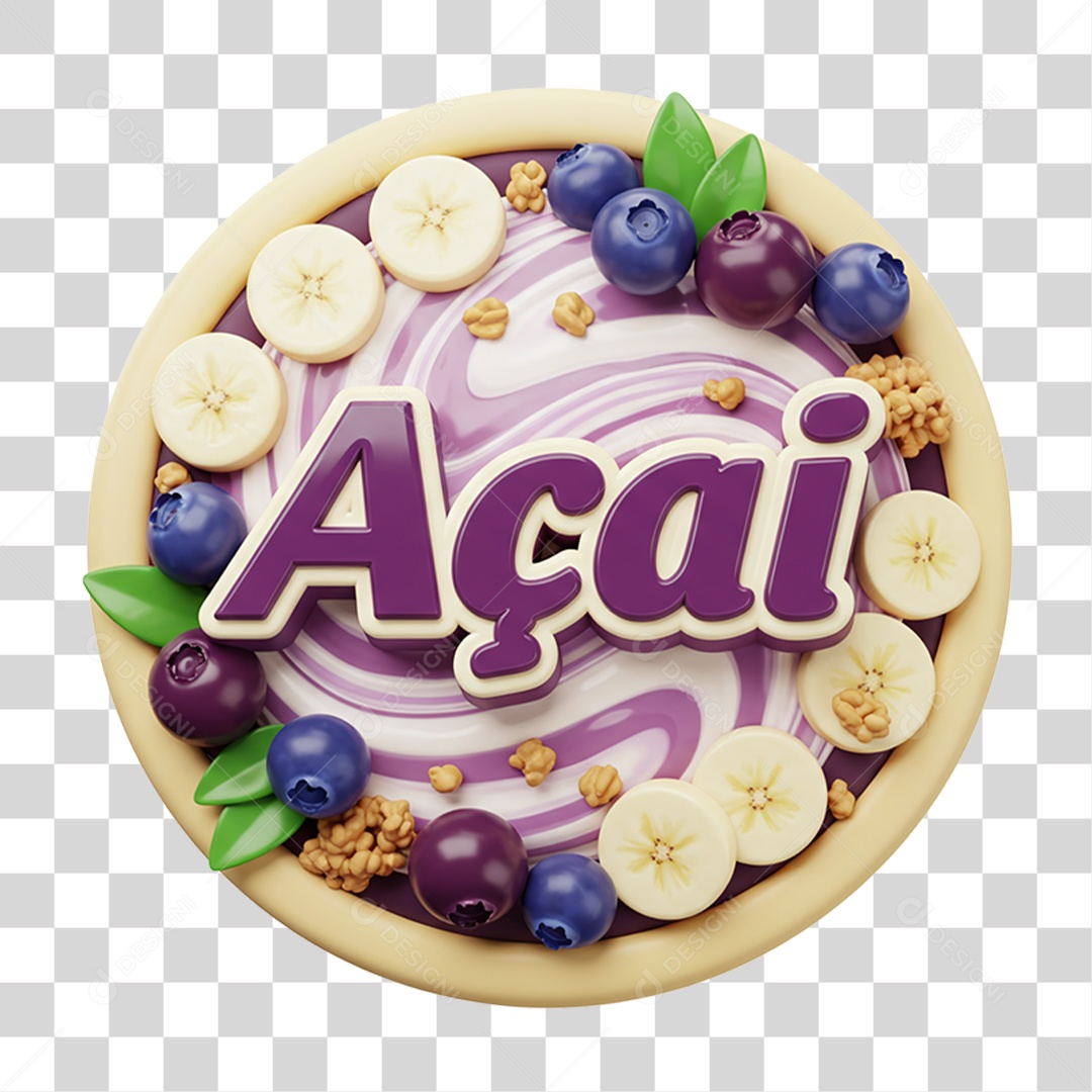 Selo 3D Açaí PNG Transparente
