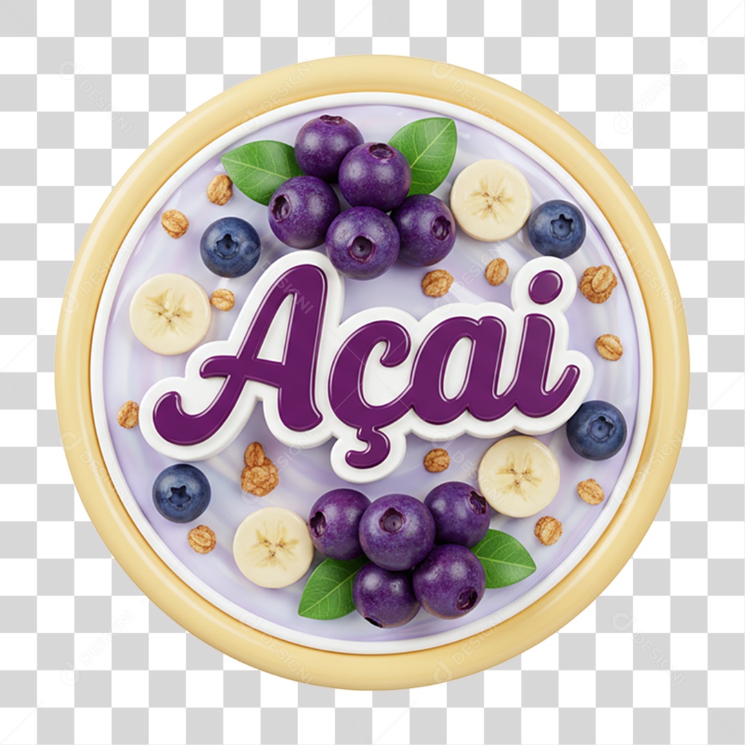Selo 3D Açaí PNG Transparente