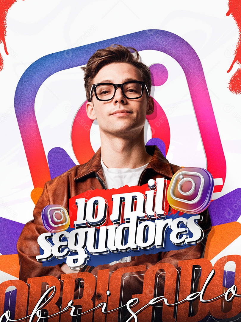 Somos 10 Mil Seguidores no Instagram Obrigado Social Media PSD Editável