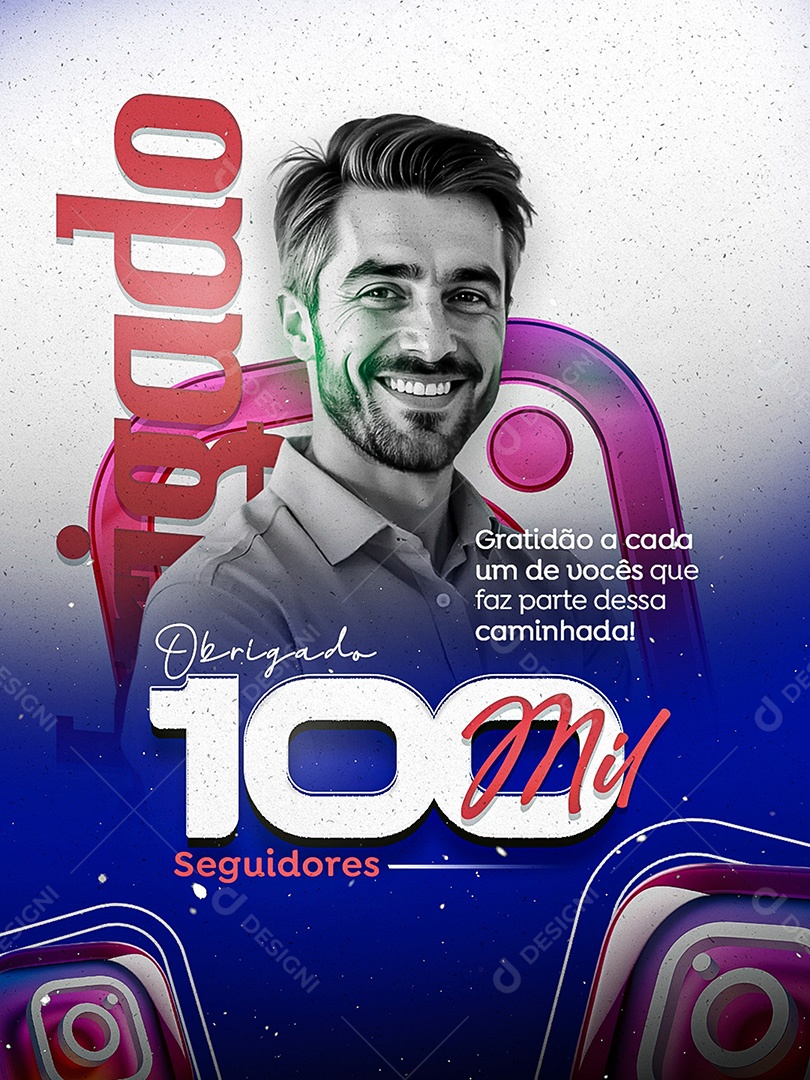 Somos 10 Mil Seguidores no Instagram Obrigado Social Media PSD Editável