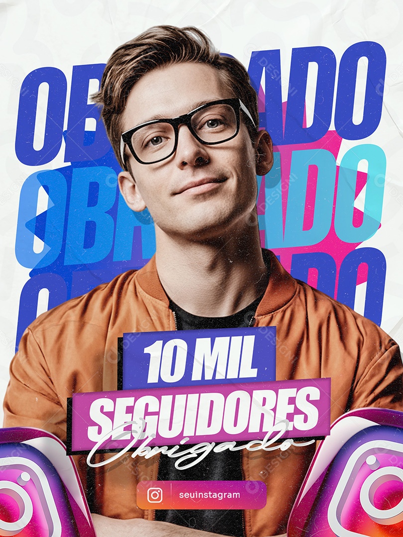 Somos 10K de Seguidores No Instagram Obrigado Social Media PSD Editável
