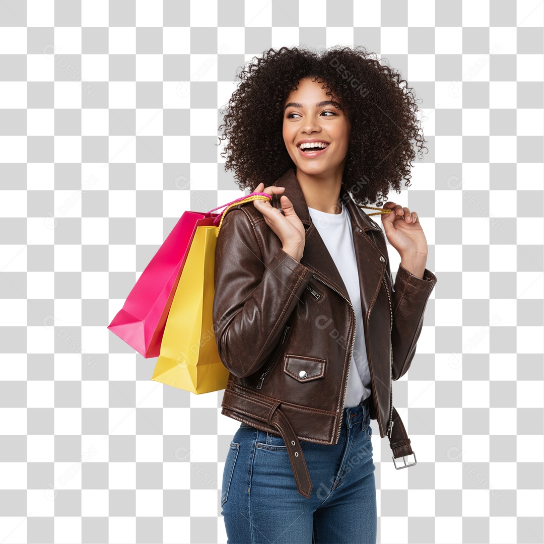 Modelo Mulher com Compras PNG Transparente