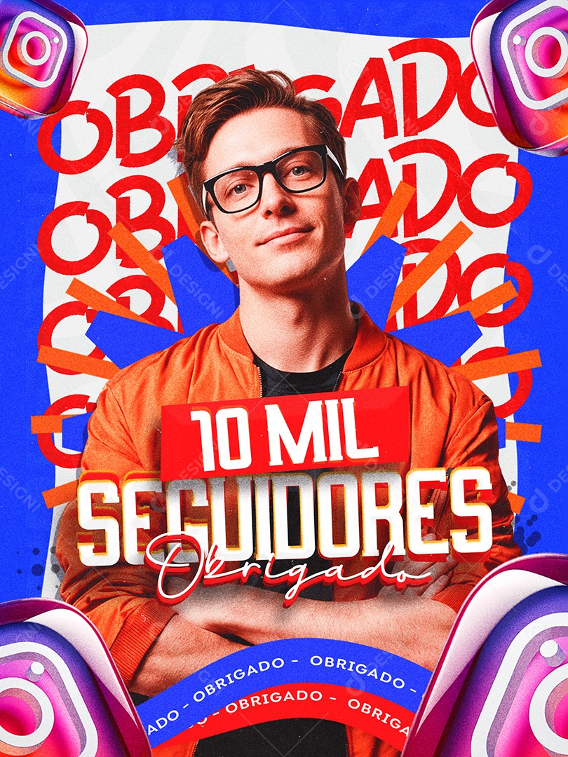 Somos 10 Mil Seguidores no Instagram Obrigado Social Media PSD Editável