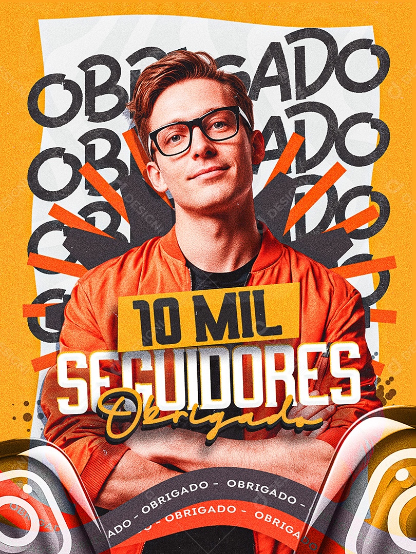 Somos 10 Mil Seguidores no Instagram Obrigado Social Media PSD Editável