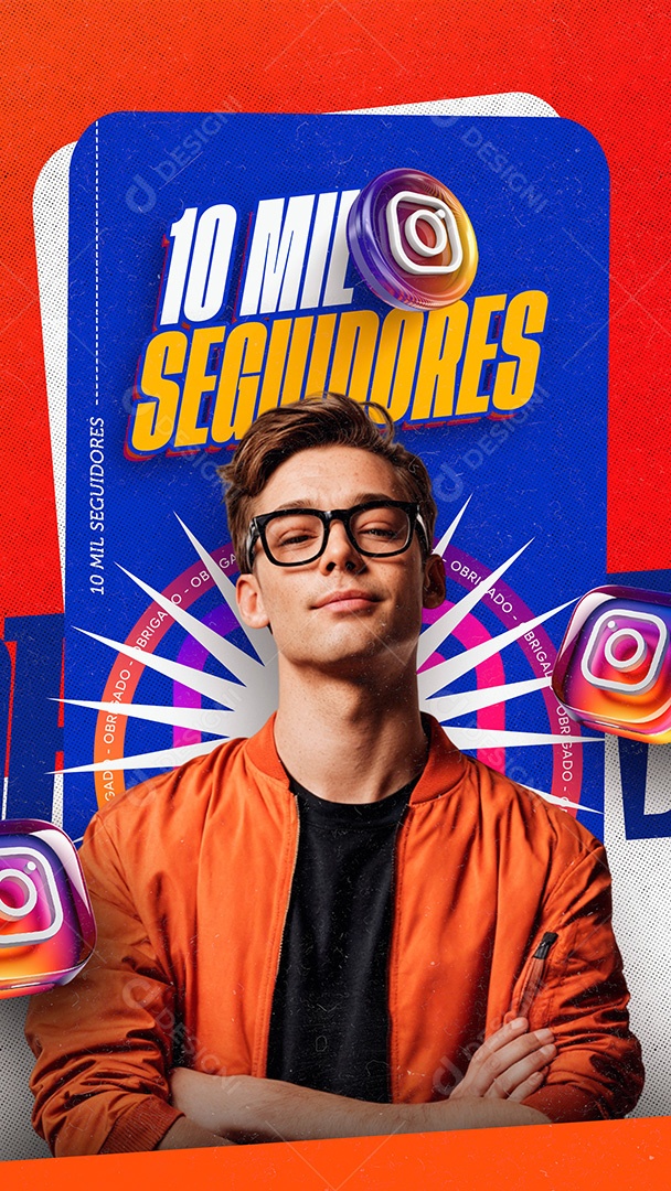 Story Somos 10 Mil Seguidores no Instagram Social Media PSD Editável