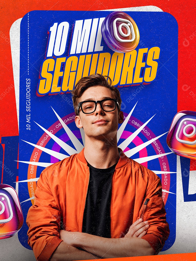 Somos 10 Mil Seguidores no Instagram Social Media PSD Editável