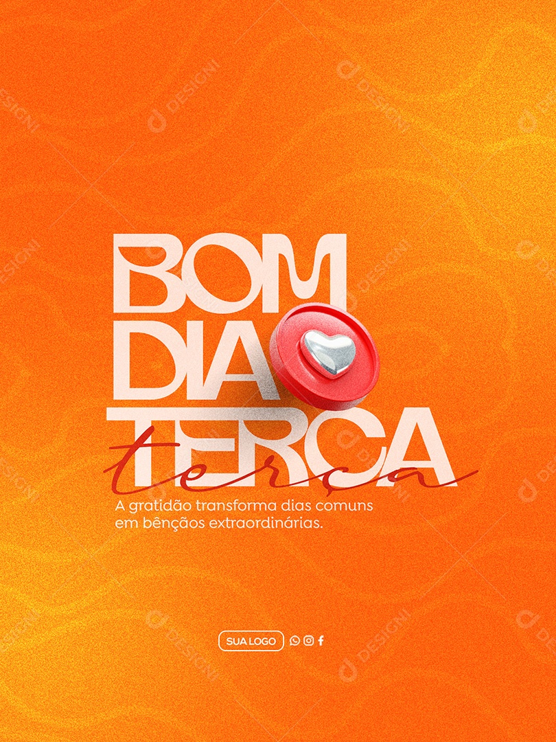Frase Motivacional Bom Dia Terça Social Media PSD Editável