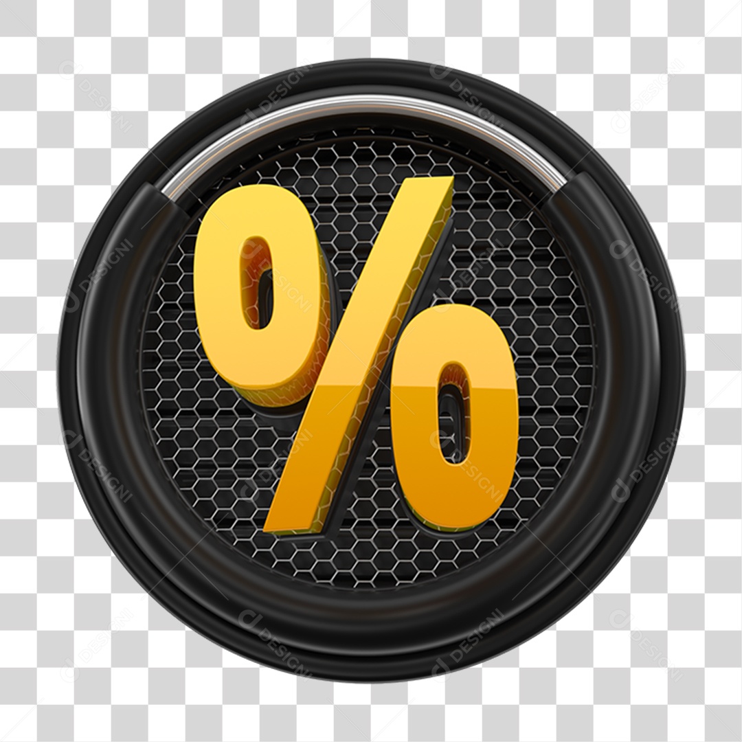 Elemento 3D Ícone de Porcentagem % PNG Transparente