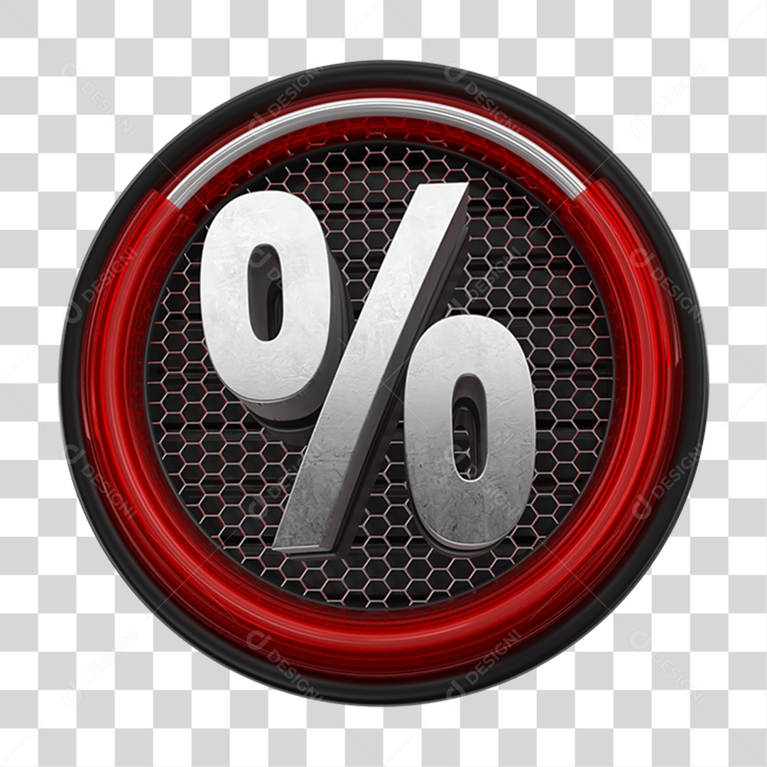 Elemento 3D Ícone de Porcentagem % PNG Transparente