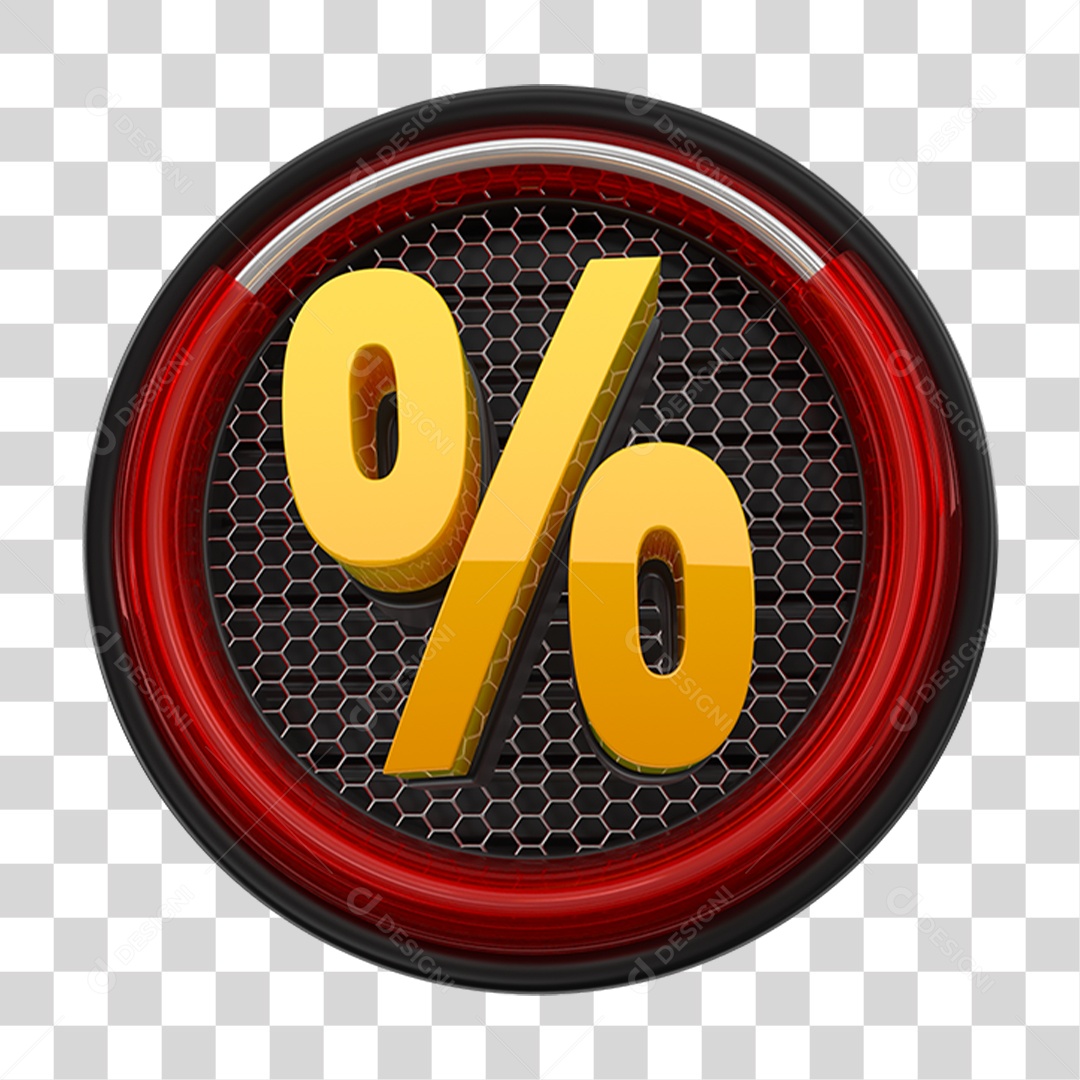 Elemento 3D Ícone de Porcentagem % PNG Transparente