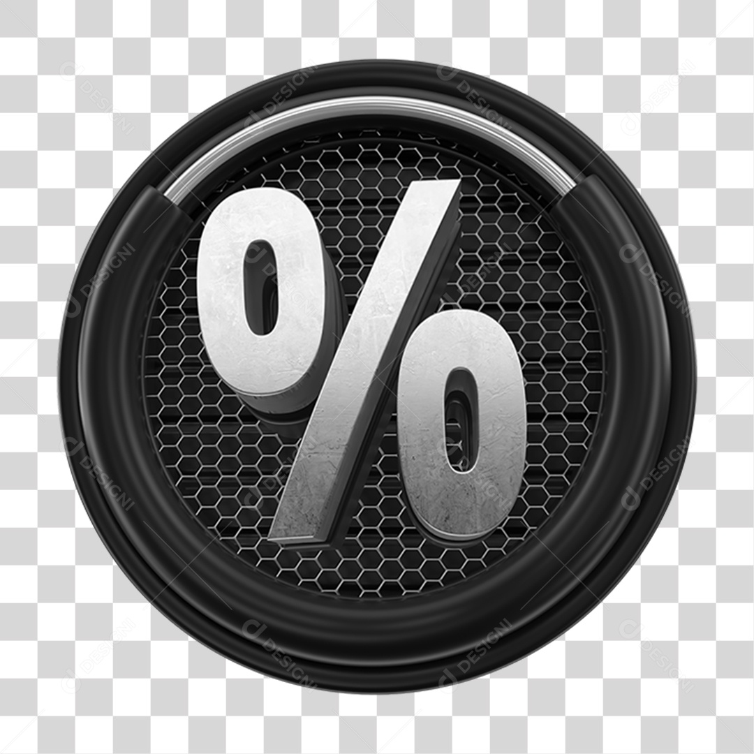 Elemento 3D Ícone de Porcentagem PNG Transparente