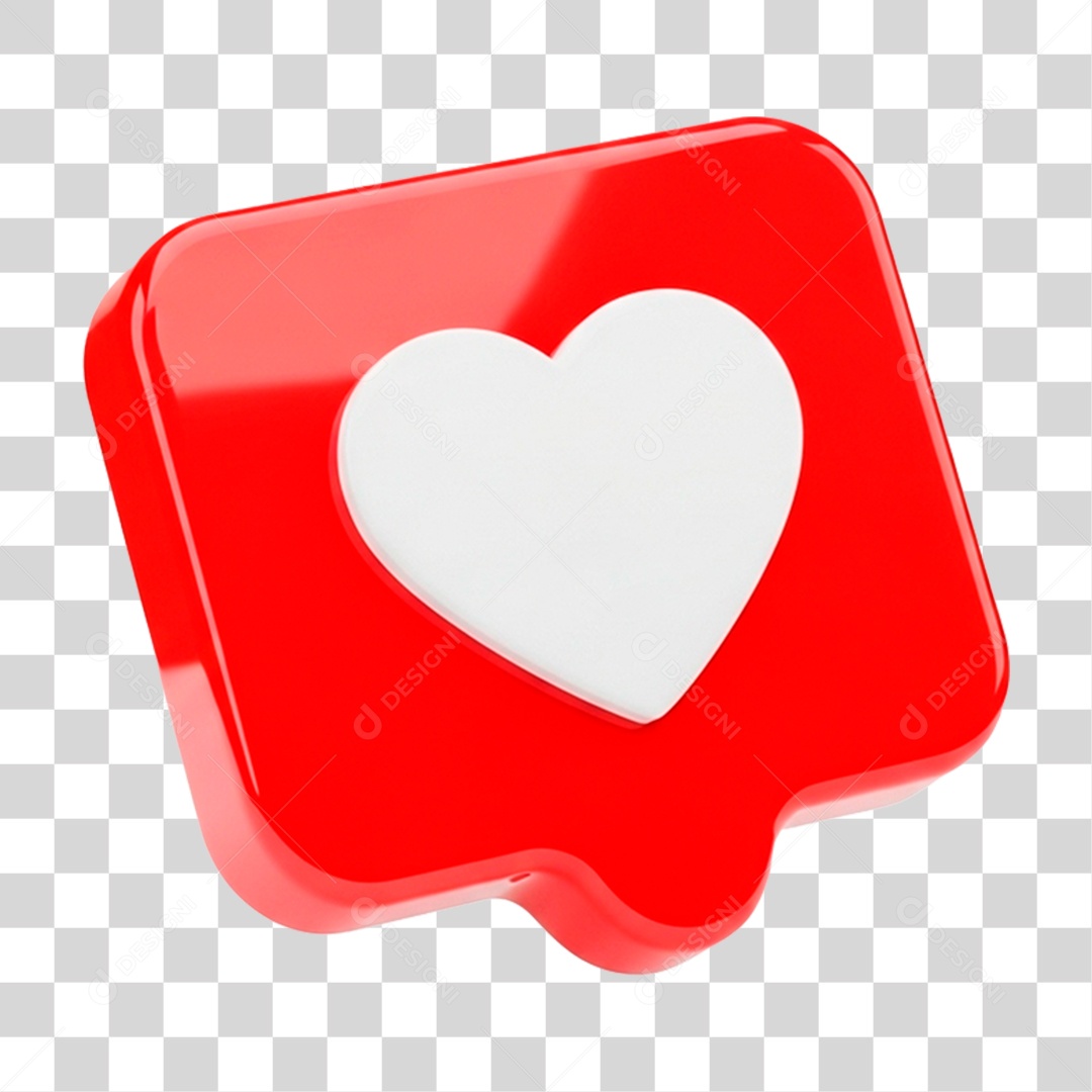 Balão de Texto 3D com Coração PNG Transparente