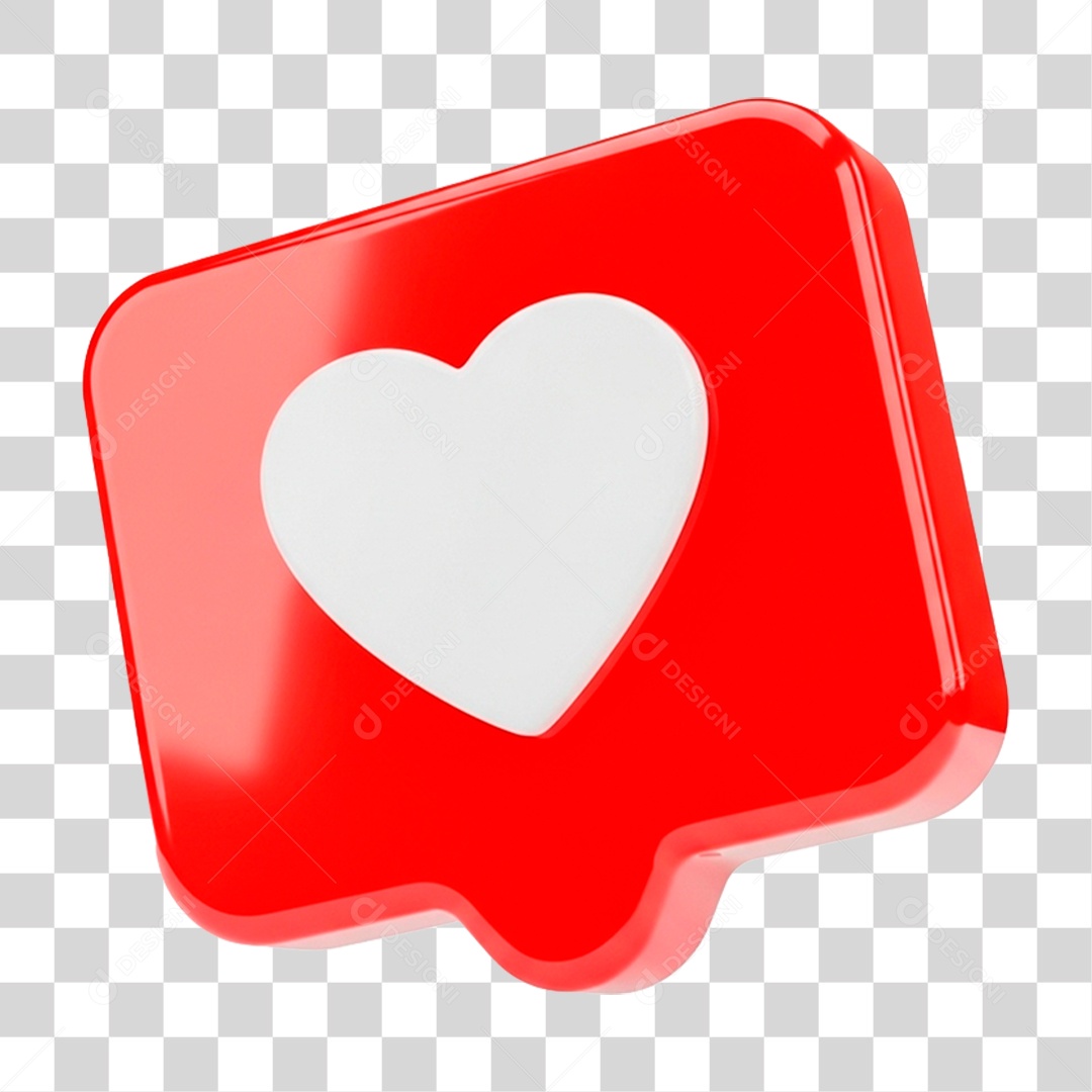 Balão de Texto 3D com Coração PNG Transparente